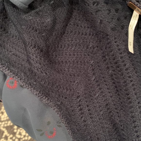 Free People Dark Green Crochet and Chiffon Floral Dress, Size Medium - Picture 14 of 16